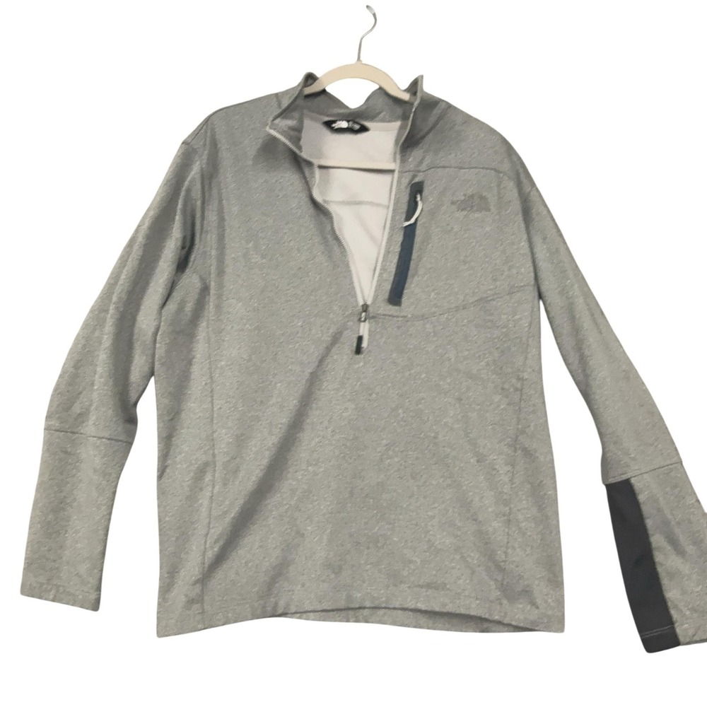 The North Face Pullover Mens XL Gray 1/4 Zip Chest Pocket‎ Fleece Hiking Top